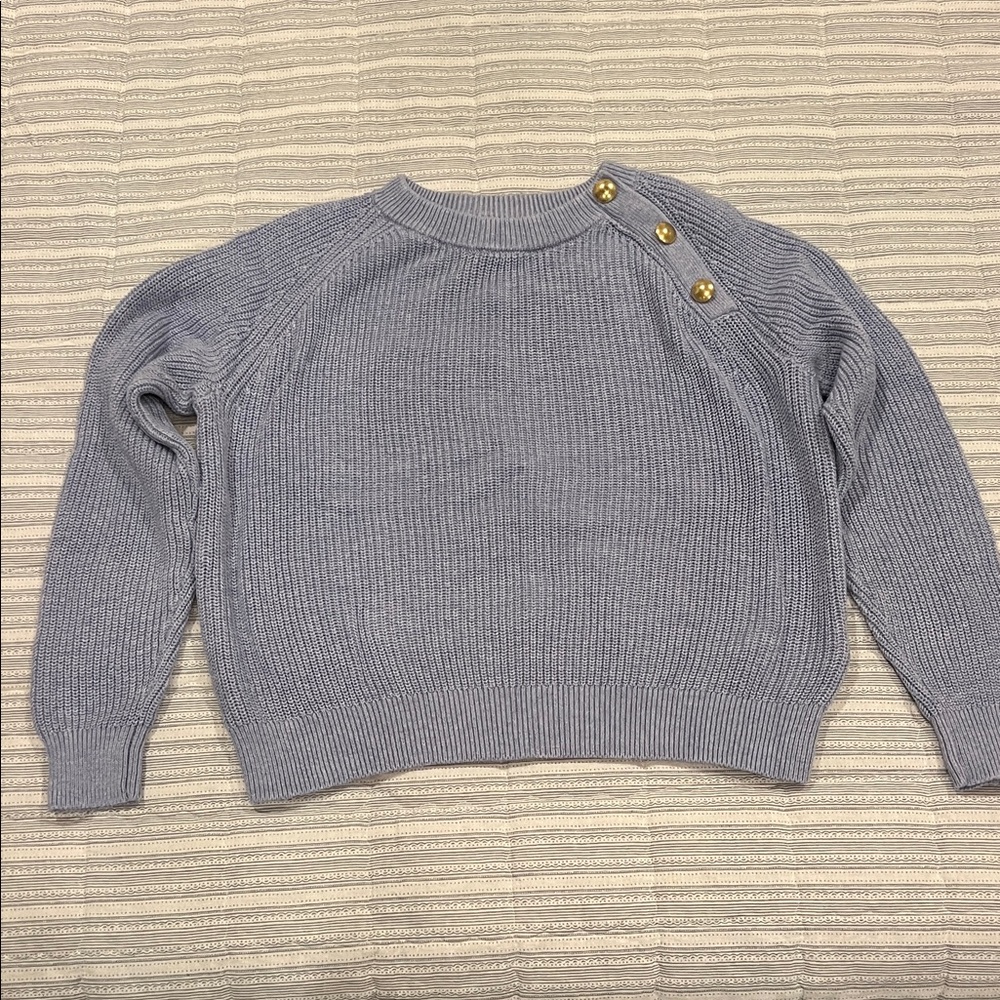 J. Crew Gray Sweater with Gold Button Details
